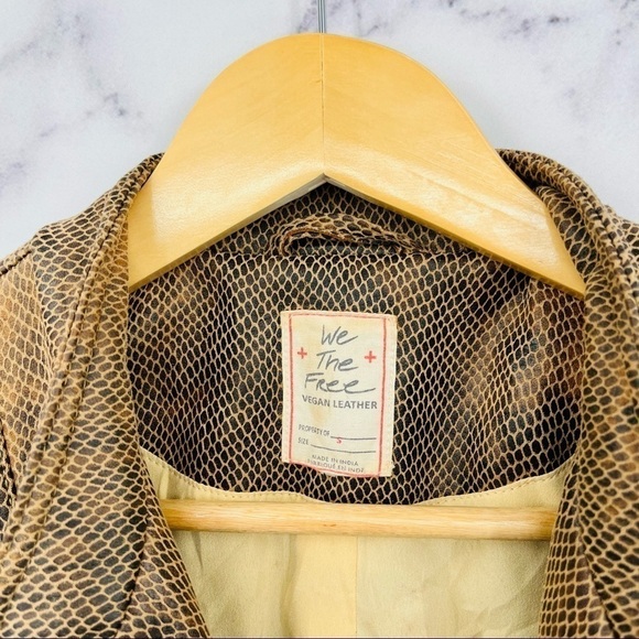We The Free Vegan Leather Snakeskin Fenix Moto Jacket - Picture 6 of 10